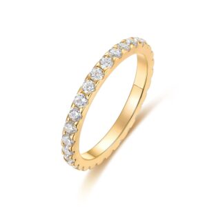 devin rose cubic zirconia eternity wedding band for women 14k yellow gold plated brass stackable ring size 9