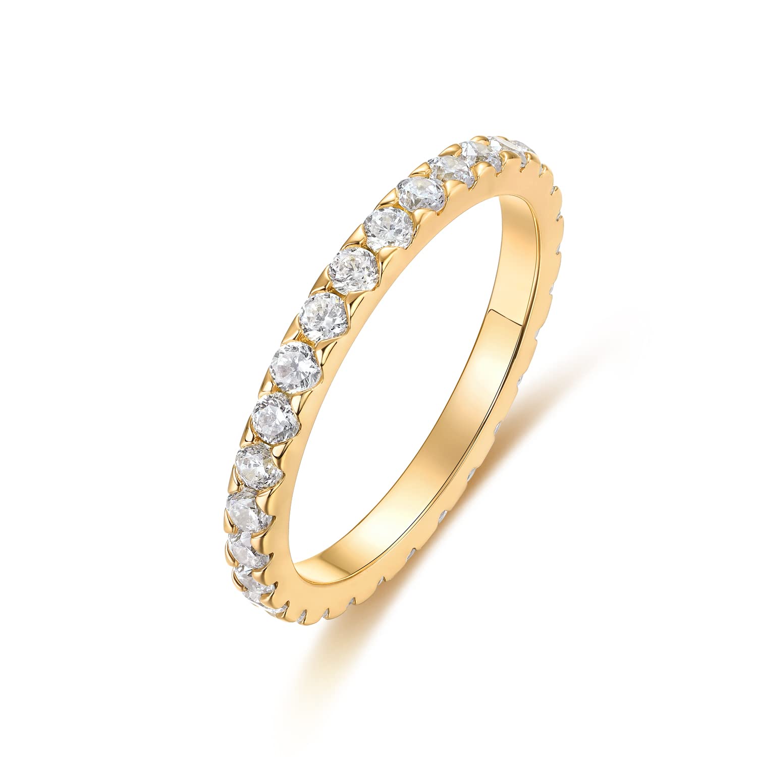 Devin Rose Cubic Zirconia Eternity Wedding Band for Women 14K Yellow Gold Plated Brass Stackable Ring Size 9