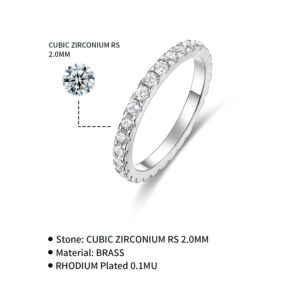 Devin Rose Cubic Zirconia Eternity Wedding Band for Women Rhodium Plated Brass Stackable Ring Size 6