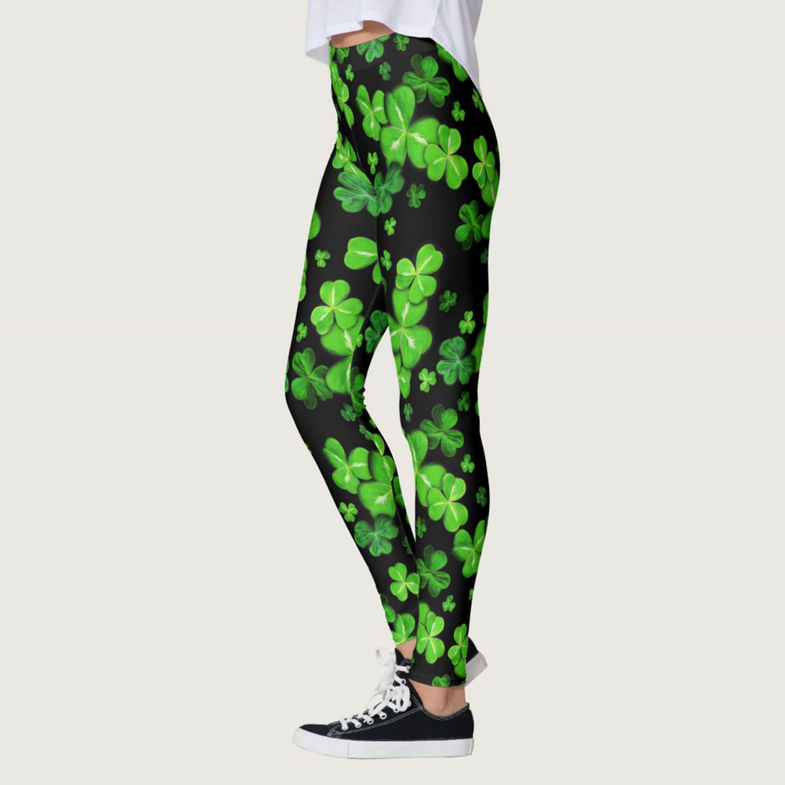 Saint Patrick Day Workout Leggings Women Shamrock Printed Yoga Leggings Tummy Control High Waist Fitness Pants