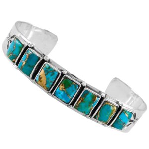 turquoise bracelet sterling silver 925 genuine turquoise cuff bracelet (matrix turquoise)