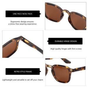 ZENOTTIC Retro Polarized Sunglasses Womens Mens for Small Face - Classic Square Vintage Shades 100% UV Protection Trendy