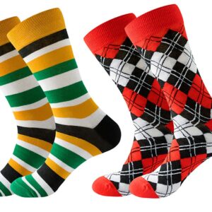 Santimon Dress Funny Novelty Breathable Athletic Cool Colorful Socks Casual Cushioned Crew Calf Socks For Men Yellow-Green 1 Pack