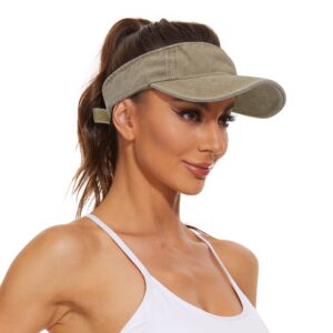 Sun Visor Hats Adjustable Cotton Sun Protection Cap Hats Tennis Golf Visor Hat Khaki