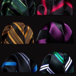 Barry.Wang 6 PCS Men Ties Set Silk Business Fashion Woven Necktie Handkerchief Cufflinks Paisley Stripe Wedding Party