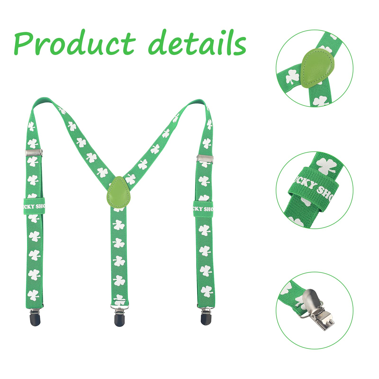 Degpum St Patricks Day Accessories Suspenders, Mens Suspenders with Clips, Many Colors to Choose From