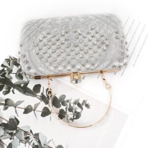 GUOZI Womens Handmade Embroidery Rhinestones Vintage Clutch Evening Handbag Shoulder Bag Purses for Wedding Prom Party