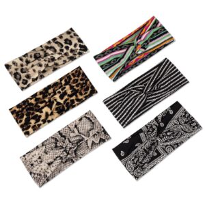 misuporve cheetah headbands for women elastic non slip wide workout headband breathable cloth head bands leopard print hairbands for women's hair accessories