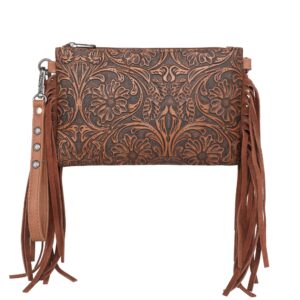 montana west mini crossbody bags for women cowhide leather credit card wallet purse with leather fringe tassel mbb-mw1217-181br