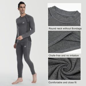 MEETWEE Men's Thermal Shirts, Winter Ski Gear Fleece Lined Long Johns Base Layer Warm Top for Skiing Grey