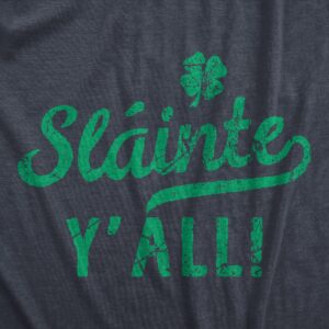 Mens Slainte Yall T Shirt Funny St Paddys Day Parade Good Health Toast Tee for Guys Mens Funny T Shirts Saint Patrick's Day T Shirt for Men Funny Drinking Navy - L