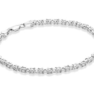 Miabella Italian 925 Sterling Silver 3mm Solid Square Byzantine Bracelet for Men Women, 925 Handmade in Italy (Length 7.5 Inch)