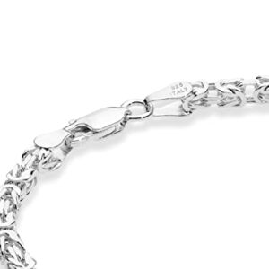 Miabella Italian 925 Sterling Silver 3mm Solid Square Byzantine Bracelet for Men Women, 925 Handmade in Italy (Length 7.5 Inch)