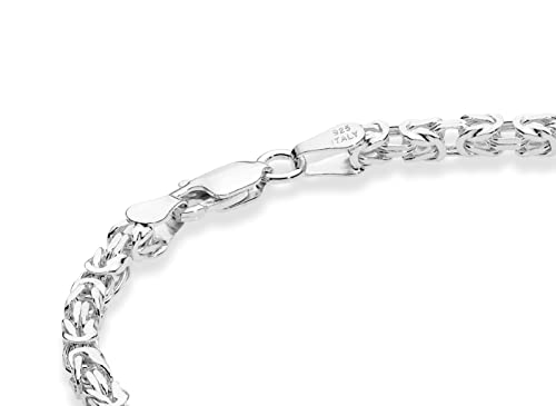 Miabella Italian 925 Sterling Silver 3mm Solid Square Byzantine Bracelet for Men Women, 925 Handmade in Italy (Length 7.5 Inch)