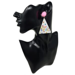 Emulily Happy Birthday Party Hat Post Earrings