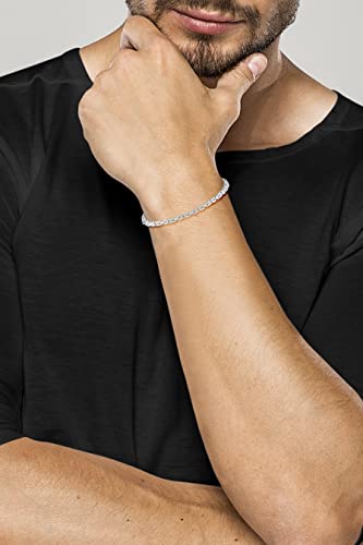 Miabella Italian 925 Sterling Silver 3mm Solid Square Byzantine Bracelet for Men Women, 925 Handmade in Italy (Length 7.5 Inch)