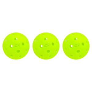 core pickleball impact pickleball balls for beginners and intermediate players, set of 4-50 balls with 40 holes, premium durable outdoor pickleball balls for training and drilling (yellow, 3 balls)