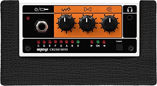 Orange Crush Amp Black Mini 3W Analogue Combo Battery Powered Amp Bundle with AC Power Adapter, 9V Battery & Polishing Cloth - Electric Bass Guitar Amp, Portable Practice Amp, Mini Speaker Amplifier