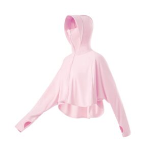 OH! ANY TIME ANY WEAR Womens UPF 50+ Long Sleeve Shirt Sun Protection Hoodie Jacket Lightweight Running Hiking Cycling Outdoor Full Zip Tops 19SSF051,Peach, Medium