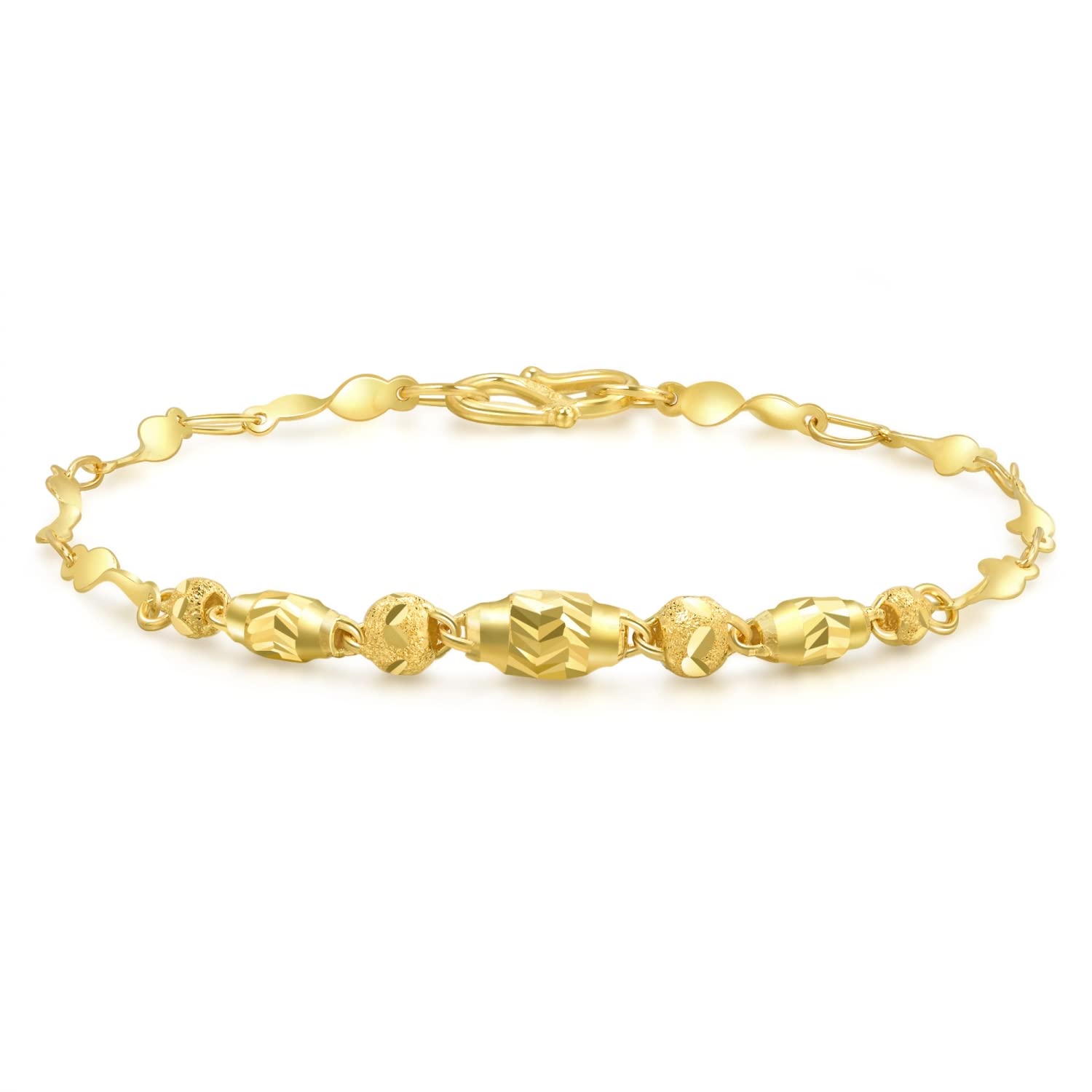 CHOW SANG SANG 999.9 24K Solid Gold Price-by-Weight 3.36g Gold Simple Modern Twisted Link Bracelet for Women 64726B | 6.6", (17 CM)