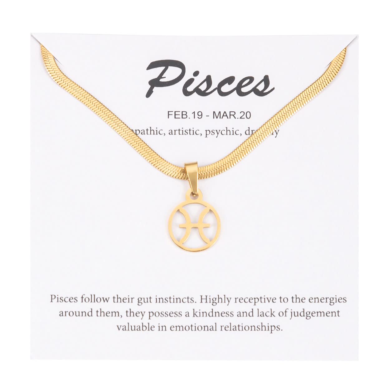 TGOLM Pisces Sign Choker Necklace Spiritual Horoscope Jewelry Birthday Gift Gold Plated Stainless Steel Snake Chain