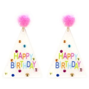 Emulily Happy Birthday Party Hat Post Earrings