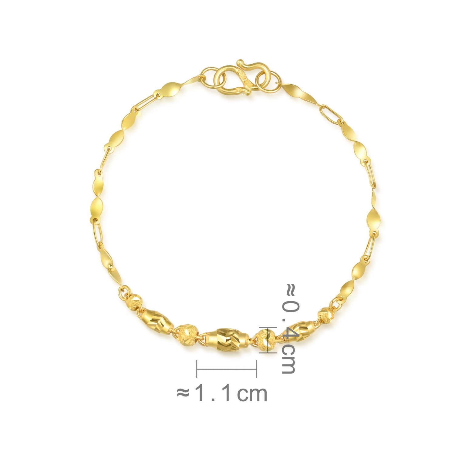 CHOW SANG SANG 999.9 24K Solid Gold Price-by-Weight 3.36g Gold Simple Modern Twisted Link Bracelet for Women 64726B | 6.6", (17 CM)