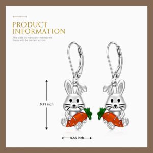 Easter Earrings Bunny Earrings for Women Sterling Silver Dangle Fun Cute Rabbit Hypoallergenic Easter Bunnies Gifts