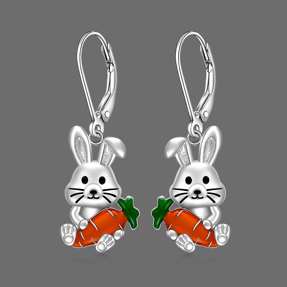 Easter Earrings Bunny Earrings for Women Sterling Silver Dangle Fun Cute Rabbit Hypoallergenic Easter Bunnies Gifts