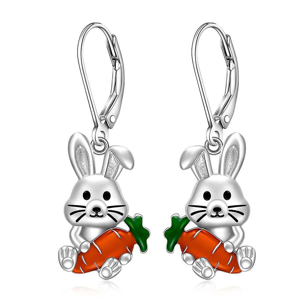 Easter Earrings Bunny Earrings for Women Sterling Silver Dangle Fun Cute Rabbit Hypoallergenic Easter Bunnies Gifts