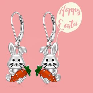 Easter Earrings Bunny Earrings for Women Sterling Silver Dangle Fun Cute Rabbit Hypoallergenic Easter Bunnies Gifts