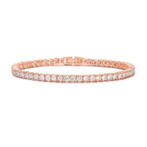 devin rose 3mm cubic zirconia tennis bracelet for women 14k rose gold plated brass cz bracelets sizes 6.5 inches