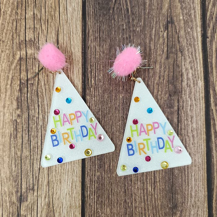 Emulily Happy Birthday Party Hat Post Earrings