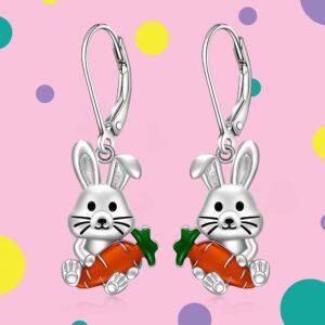 Easter Earrings Bunny Earrings for Women Sterling Silver Dangle Fun Cute Rabbit Hypoallergenic Easter Bunnies Gifts