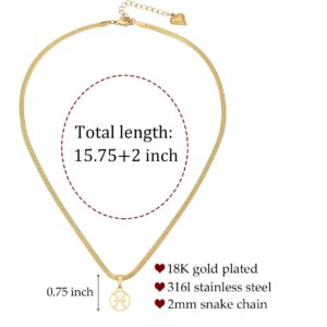 TGOLM Pisces Sign Choker Necklace Spiritual Horoscope Jewelry Birthday Gift Gold Plated Stainless Steel Snake Chain