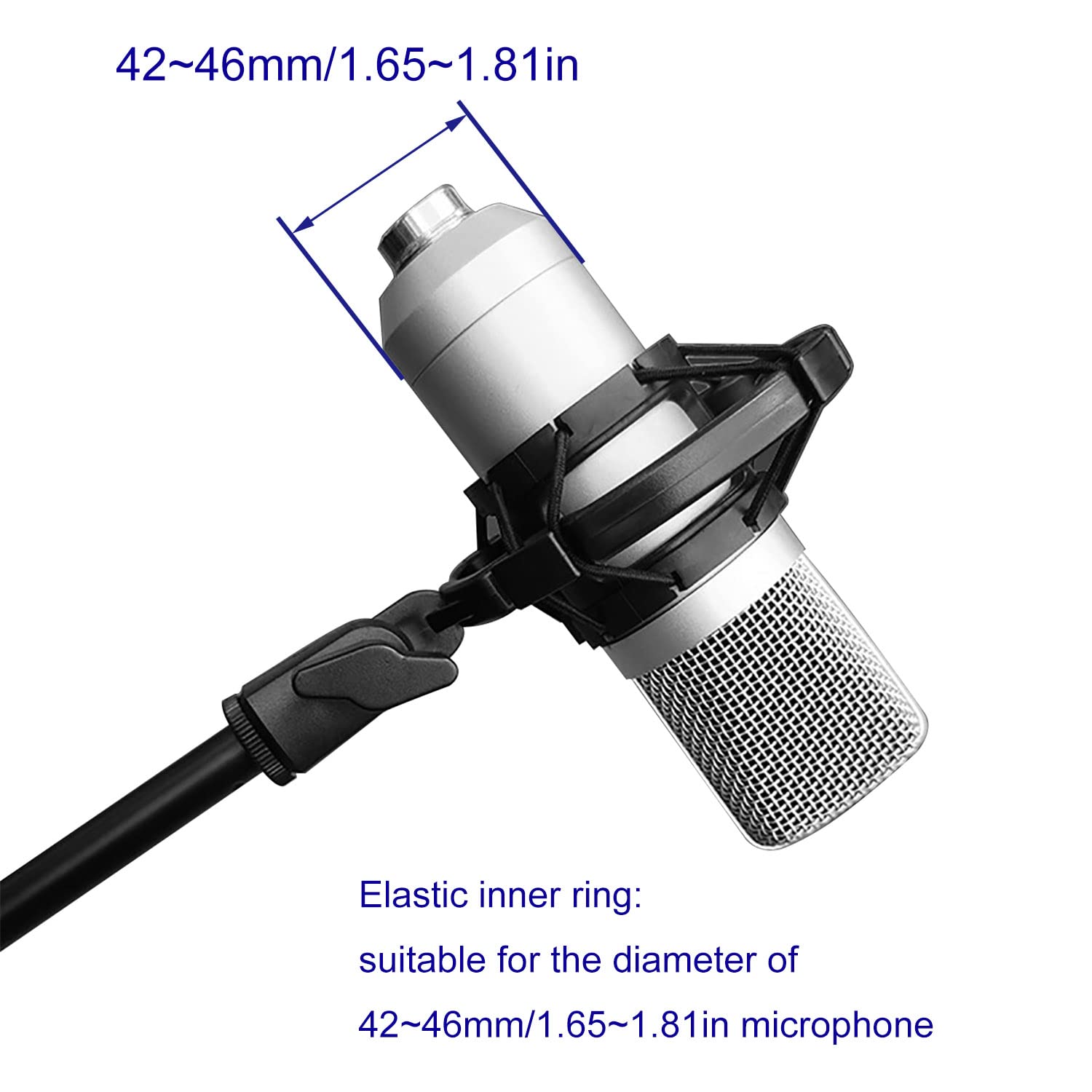 Microphone Shock Mount LUORNG Universal Black Anti-Vibration Mic Holder for 42~46mm/1.65~1.81in Diameter Studio Condenser Mic, Mic Clip Holder