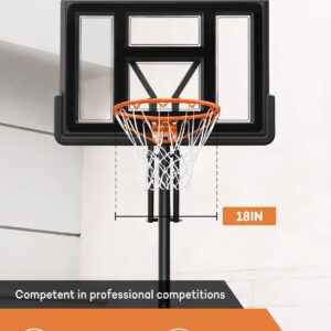 Aimking Portable Basketball Hoop Outdoor System with 44 Inch Shatterproof Backboard, 4.8-10 Feet Height Adjustable Basketball Goal System for Youth/Teens/Adults Indoor Outdoor