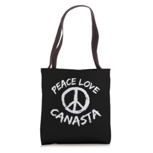 peace sign peace love canasta deck of cards love canasta tote bag