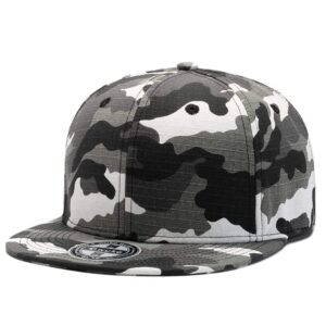 Gogobear Unisex USA Army Camouflage Flat Brim Snapback Hats Water-Resistant Baseball Cap with Adjustable