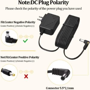 9V 850mA Adapter for Guitar Pedals Power Supply, Power Cord for BOSS Effects Pedal Roland Musical Instruments Distortion Casio Keyboard Charger, PSA-120S Center Negative Charging Cable Cord