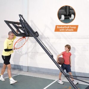 Aimking Portable Basketball Hoop Outdoor System with 44 Inch Shatterproof Backboard, 4.8-10 Feet Height Adjustable Basketball Goal System for Youth/Teens/Adults Indoor Outdoor