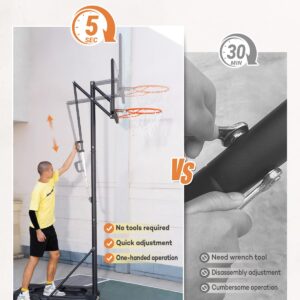 Aimking Portable Basketball Hoop Outdoor System with 44 Inch Shatterproof Backboard, 4.8-10 Feet Height Adjustable Basketball Goal System for Youth/Teens/Adults Indoor Outdoor