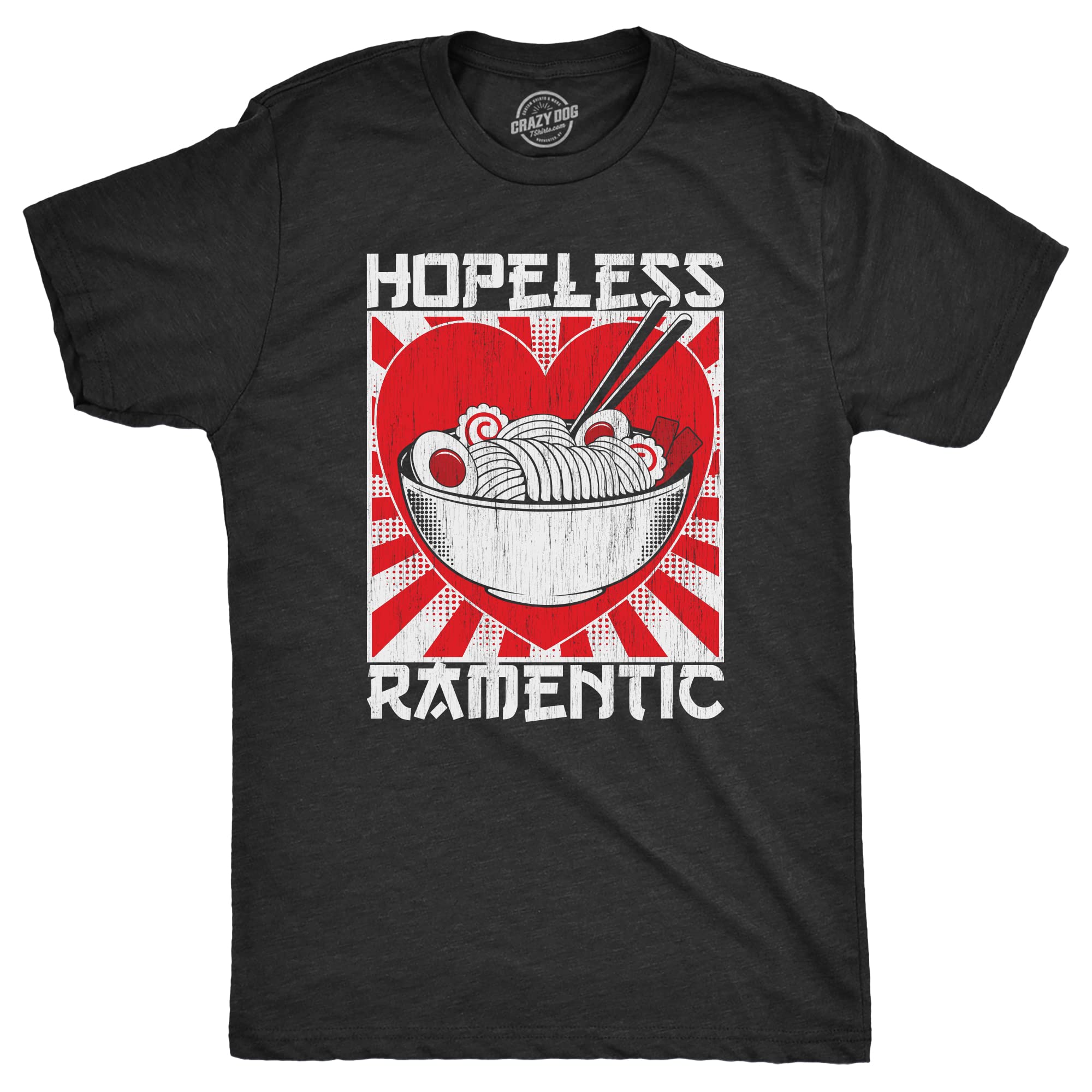 Mens Hopeless Ramentic T Shirt Funny Ramen Noodle Takeout Lovers Tee for Guys Mens Funny T Shirts Sarcastic T Shirt for Men Funny Food T Shirt Novelty Tees Black - XL