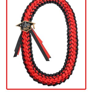 TFTAFAN Graduation Lei Class of 2023 Ribbon Leis Necklace Braided Necklaces gift Party Accessories for Women and Men (black red, 2)