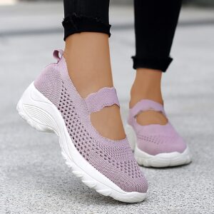 ZHOUXINGB Shoes for Women, Platform Sandals Women Ankle Strap Sandals Running Sneakers Bohemian Shoes Chunky Heel Slippers Vacation Wedges Heels for Women Pink