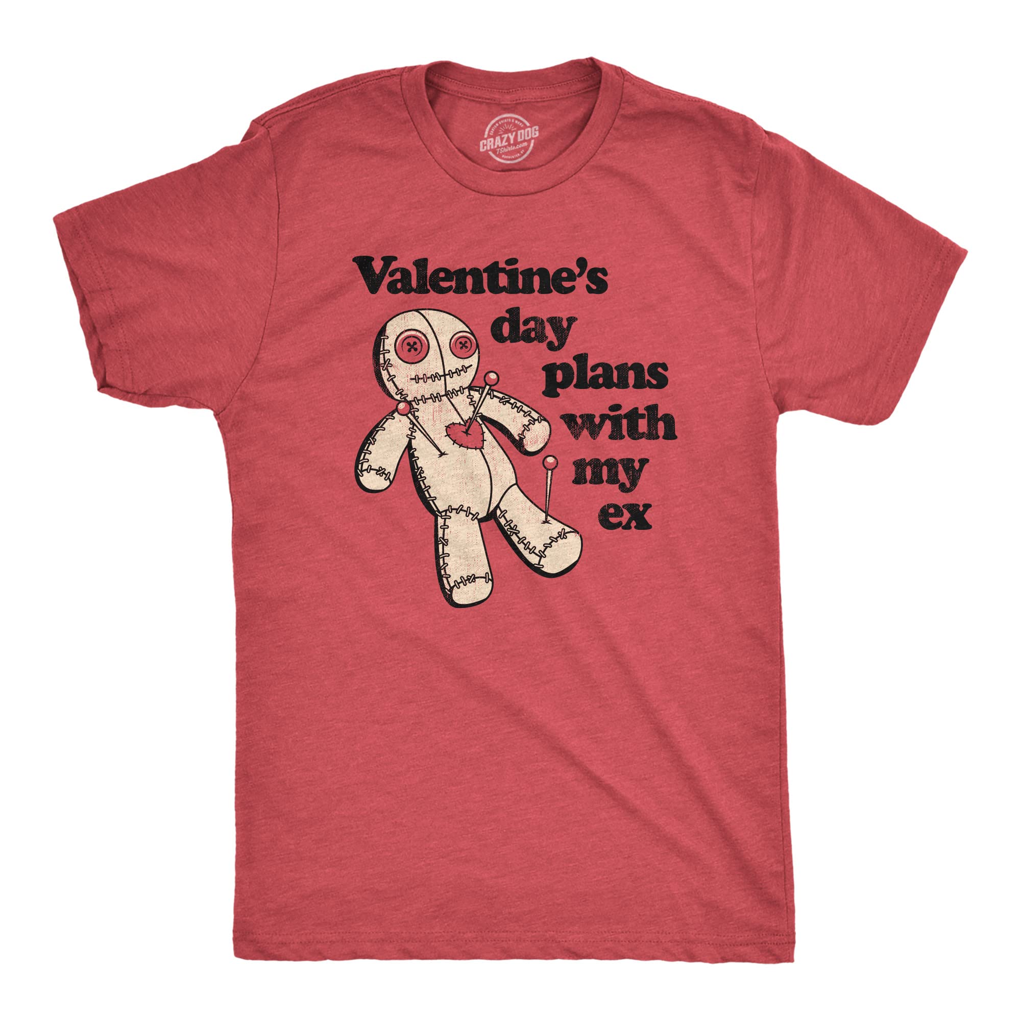 Mens Valentines Day Plans with My Ex T Shirt Funny Voodoo Doll Joke Tee for Guys Mens Funny T Shirts Love T Shirt for Men Funny Sarcastic T Shirt Novelty Red - EX L