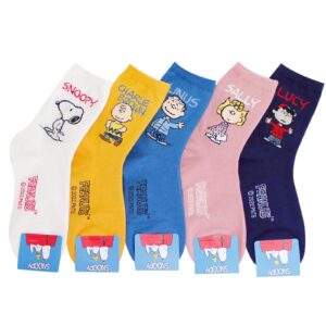 The Peanuts Snoopy Women and teen girls Licensed Socks Collection Socksense (Name_5pairs)