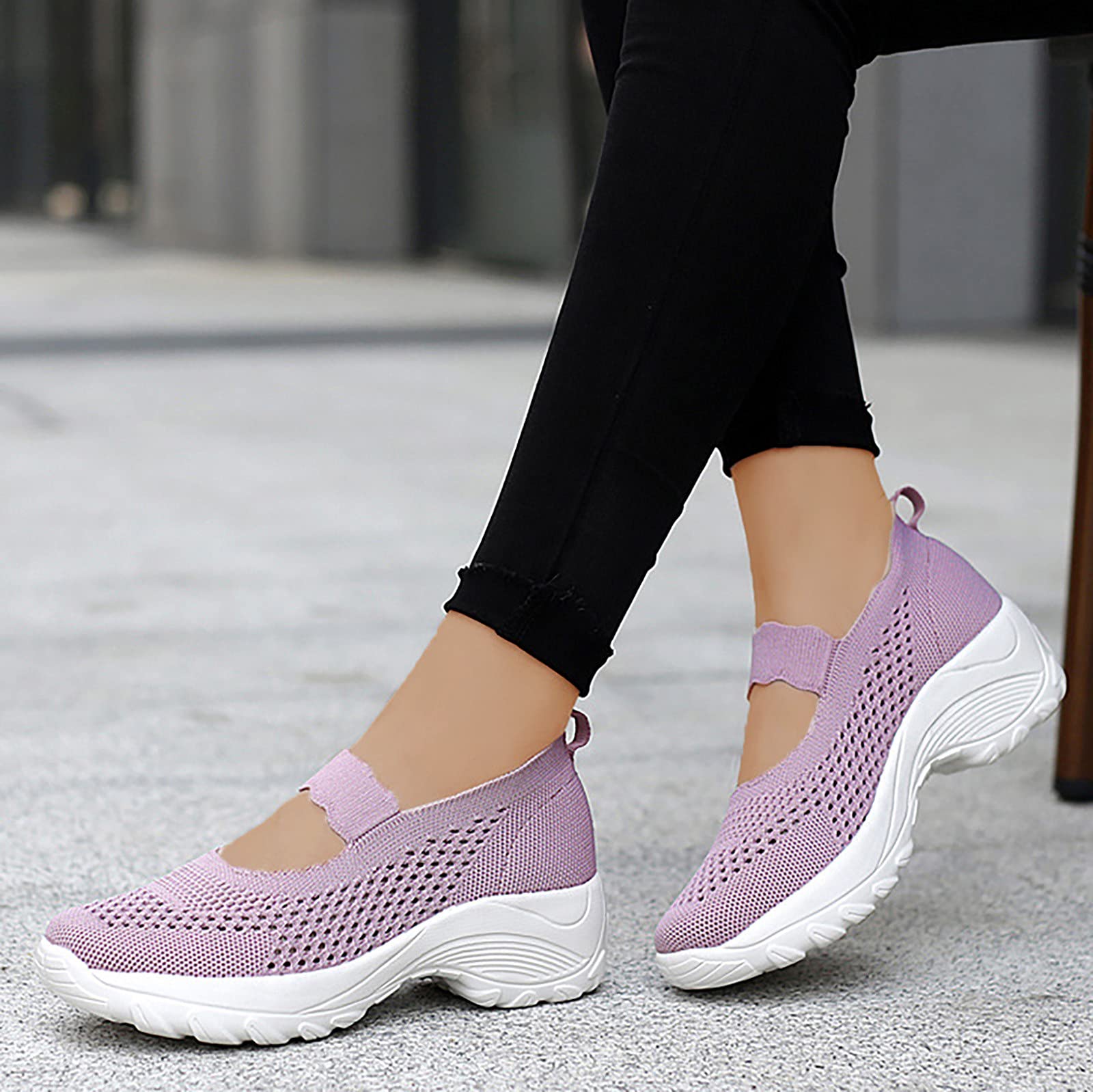 ZHOUXINGB Shoes for Women, Platform Sandals Women Ankle Strap Sandals Running Sneakers Bohemian Shoes Chunky Heel Slippers Vacation Wedges Heels for Women Pink