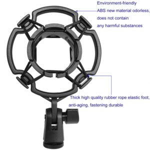 Microphone Shock Mount LUORNG Universal Black Anti-Vibration Mic Holder for 42~46mm/1.65~1.81in Diameter Studio Condenser Mic, Mic Clip Holder