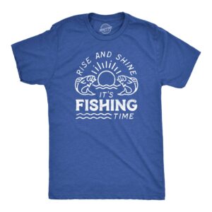 mens rise and shine its fishing time t shirt funny fisherman tee for guys mens funny t shirts funny fishing t shirt novelty tees for men royal - s